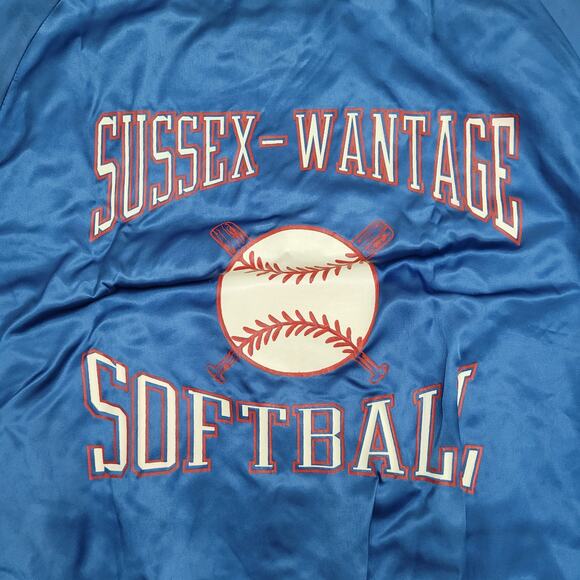 Vintage 90s Sussex-Wantage Jacket M 23x24 Blue Softball Baggy Boxy - Picture 11 of 15